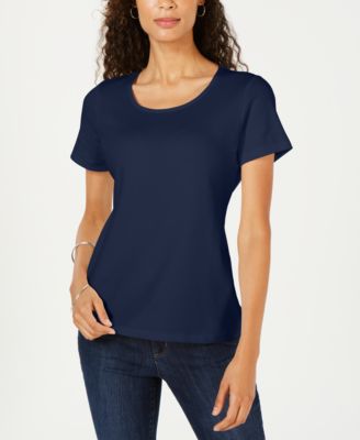 Karen Scott - Petite Cotton Scoop-Neck Top