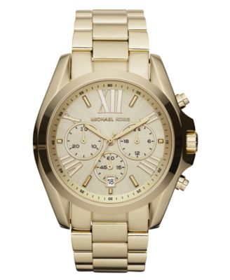 Michael Kors - Women's Chronograph Bradshaw Gold-Tone Stainless Steel Bracelet Watch 43mm MK5605