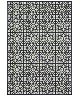 Oriental Weavers - Marina 5927B Ivory/Navy 6'7" x 9'6" Indoor/Outdoor Area Rug