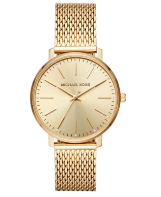 Michael Kors - Women's Pyper Gold-Tone Stainless Steel Mesh Bracelet Watch 38mm