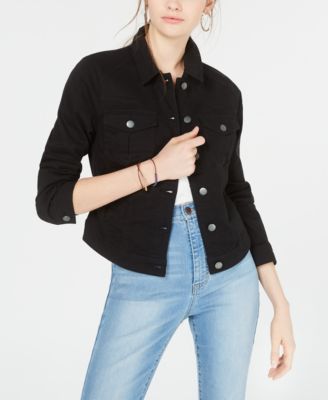 Tinseltown - Juniors'  Black High-Low Jean Jacket