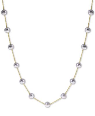 EFFY Collection - Gray Cultured Freshwater Pearl (5-1/2mm) 18" Collar Necklace in 14k White Gold