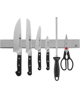 Zwilling - J.A. Henckels Pro 7-Pc. block set w/17.5" stainless magnetic knife bar