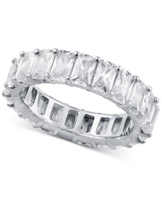 Macy's - Diamond Emerald-Cut Eternity Band (4 ct. t.w.) in 14k White Gold