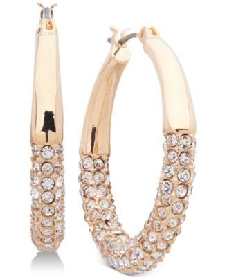 Anne Klein - Gold-Tone Pav&eacute; Hoop Earrings