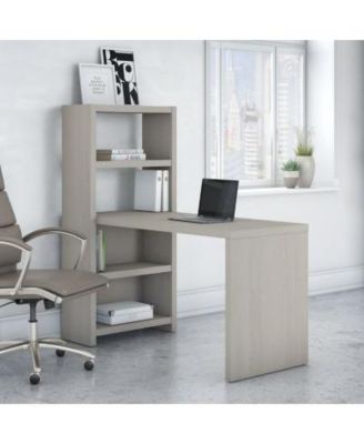 Kathy Ireland Office by Bush Furniture - Office by kathy ireland&reg; Echo 56W Bookcase Desk in Gray Sand