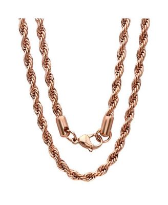 STEELTIME - Men's 18k Rose Gold Plated Stainless Steel Rope Chain 30" Necklace from