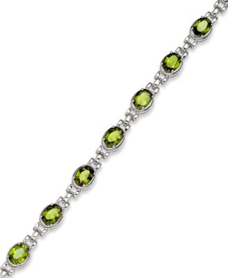 Macy's - Sterling Silver Bracelet, Peridot Oval Link Bracelet (12 ct. t.w.)
