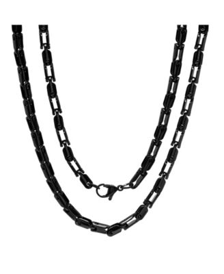 STEELTIME - Men's Black IP Plated Stainless Steel 24" Rounded Bicycle Link Chain from