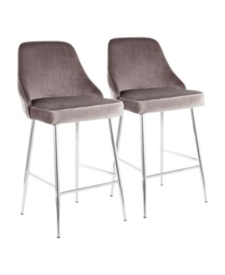 Lumisource - Marcel Chrome Counter Stool, Quick Ship (Set of 2)