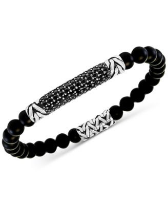 EFFY Collection - Men's Onyx (6mm) Bead & Black Spinel Bracelet in Sterling Silver