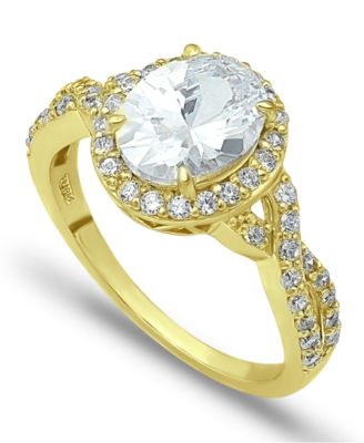 Macy's - Cubic Zirconia Oval Center Stone Ring in 18K Gold Plate