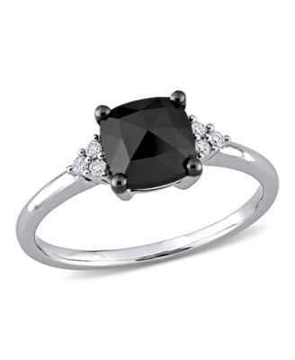 Macy's - Black and White Diamond (1 1/3 ct. t.w.) Engagement Ring in 14k White Gold