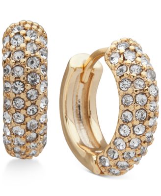 DKNY - Gold-Tone Small Micropav&eacute; Huggie Hoop Earrings, 7/10"