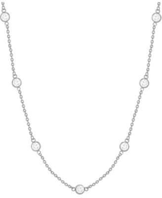And Now This - Cubic Zirconia Bezel Station 18" Statement Necklace