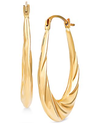 Macy's - Swirl Oval Hoop Earrings in 14k Gold