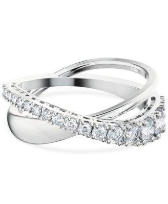 Swarovski - Silver-Tone Crystal Twist Double-Row Ring