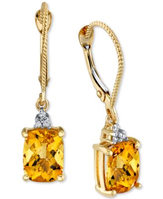Macy's - Citrine (3 ct. t.w.) & Diamond Accent Drop Earrings in 14k Gold