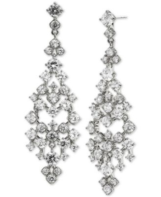 Eliot Danori - Silver-Plated Cubic Zirconia Chandelier Earrings