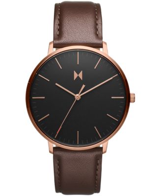 MVMT - Men's Legacy Slim Brown Leather Strap Watch 42mm