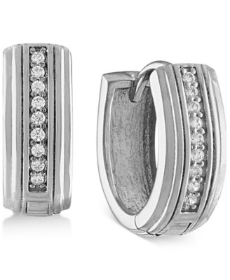 Esquire Men's Jewelry - Diamond Hoop Earrings (1/10 ct. t.w.) in Sterling Silver  (Also in 14k Gold Over Silver)