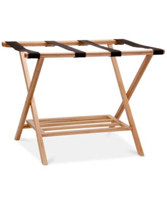 Household Essentials - Bamboo Luggage Rack with Tray