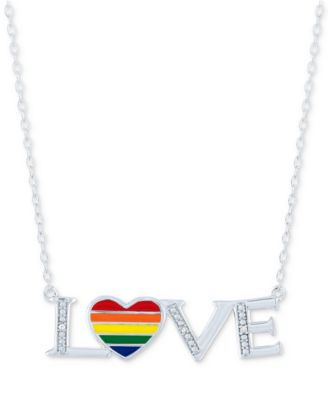 Macy's - Diamond Accent LOVE Heart Pendant Necklace in Sterling Silver, 16" + 4" extender