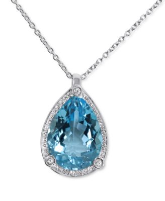 Macy's - Blue Topaz (24 ct. t.w.) & White Topaz (1/2 ct. t.w.) 18" Pendant Necklace in Sterling Silver