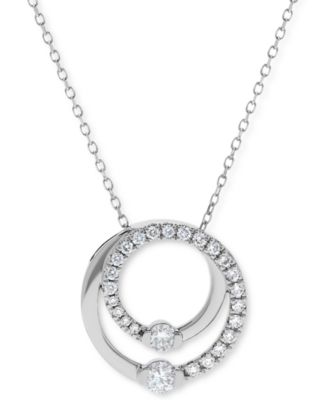 Macy's - Diamond Spiral Circle Pendant Necklace (1/3 ct. t.w.) in 14k White Gold, 16" + 2" extender
