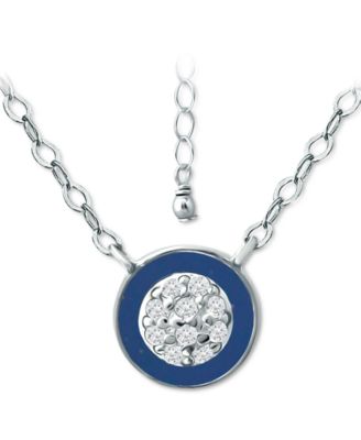Giani Bernini - Cubic Zirconia & Enamel Circle Pendant Necklace in Sterling Silver, 16" + 2" extender