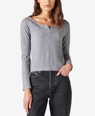 Lucky Brand - Rib-Knit Cloud Henley Top