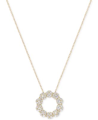 Macy's - Diamond Circle Cluster 18" Pendant Necklace (1/2 ct. t.w.) in 14k Gold