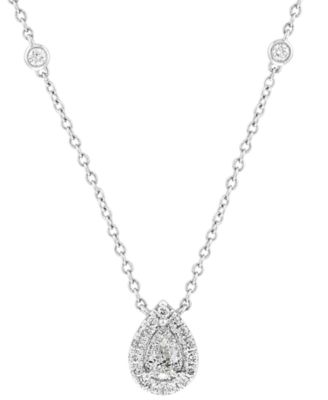 EFFY Collection - Diamond Pear Halo 18" Pendant Necklace (3/8 ct. t.w.) in 14k White Gold