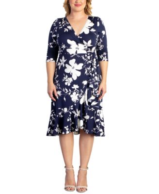 Kiyonna - Womens Plus Size Flirty Flounce Wrap Dress