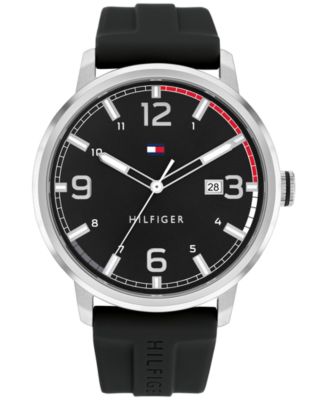 Tommy Hilfiger - Men's Black Silicone Strap Watch 46mm, Created for Macy's