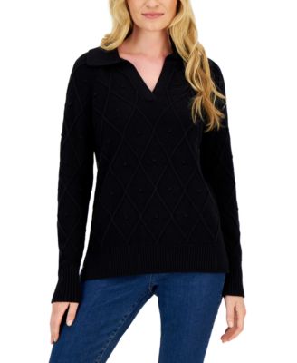 Charter Club - Petite Johnny Collar Sweater