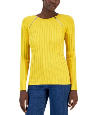 I.N.C. International Concepts - Zipper-Trim Ribbed Top