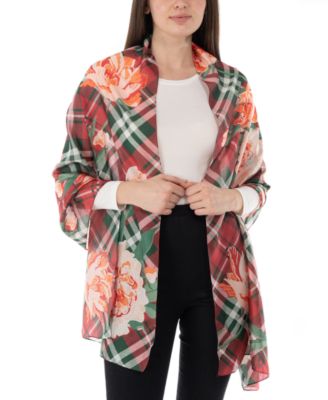 Giani Bernini - Plaid Floral Oblong Wrap Scarf