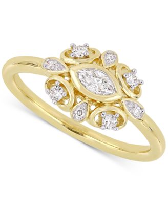 Macy's - Diamond Marquise Cluster Engagement Ring (1/4 ct. t.w.) in 14k Gold