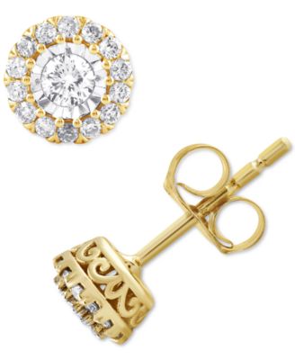 Macy's - Diamond Halo Stud Earrings (1/4 ct. t.w.) in 10k Gold