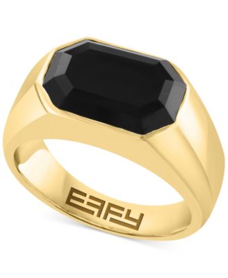 EFFY Collection - Men's Onyx Ring in 14k Gold-Plated Sterling Silver