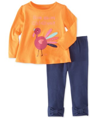 First Impressions - Baby Girls' Turkey Tee & Bow Leggings