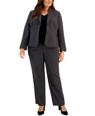 Le Suit - Plus Size Two-Button Pinstriped Pantsuit