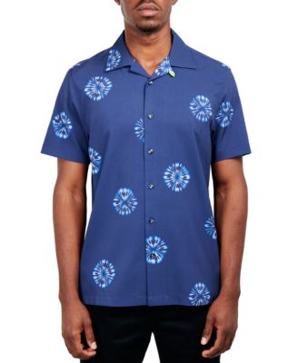 Society of Threads - Men's Slim-Fit Non-Iron Performance Stretch Abstract Floral-Print Button-Down Camp Shirt