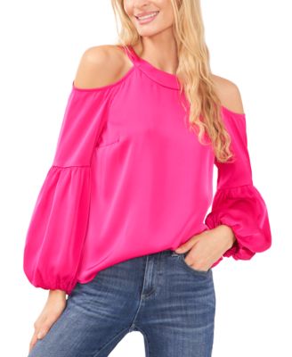 CeCe - Women's Cold-Shoulder Lantern Long-Sleeve Blouse