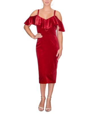RACHEL Rachel Roy - Women's Marcella Ruffled Velvet Dress