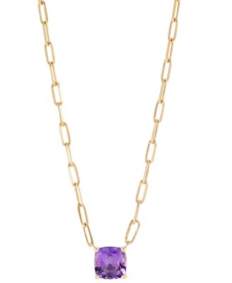 Macy's - Amethyst Paperclip Link 18" Pendant Necklace (1-5/8 ct. t.w.) in 14k Gold-Plated Silver (Also in Lab-Created Ruby & Swiss Blue Topaz)