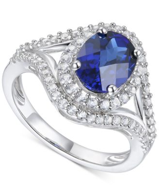 Macy's - Lab-Created Blue Sapphire (2 ct. t.w.) and White Sapphire (3/4 ct. t.w.) in Sterling Silver