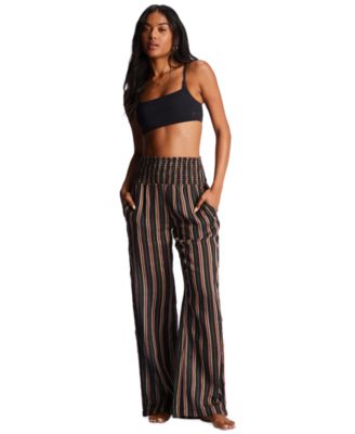 Billabong - Juniors' New Wave Striped Wide-Leg Pants
