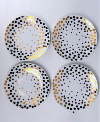 Euro Ceramica - A starburst is the inspiration for Luminaire. Streaks of brilliant gold radiate from the center of a contemporary white coupe accent plate creating a dynamic table setting.